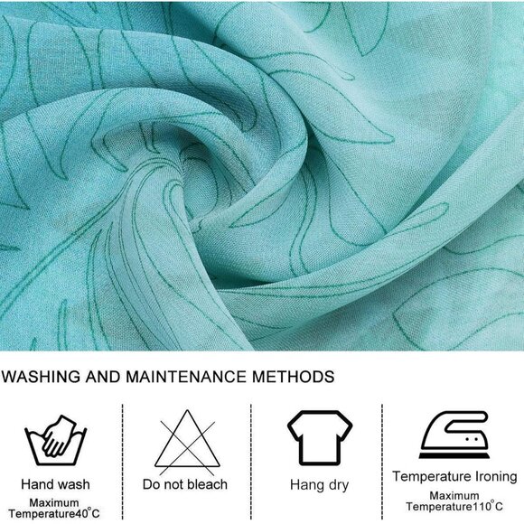 Women's Blue Green Fashion Lightweight Head Scarf Floral Print Chiffon Scarves - Picture 5 of 7